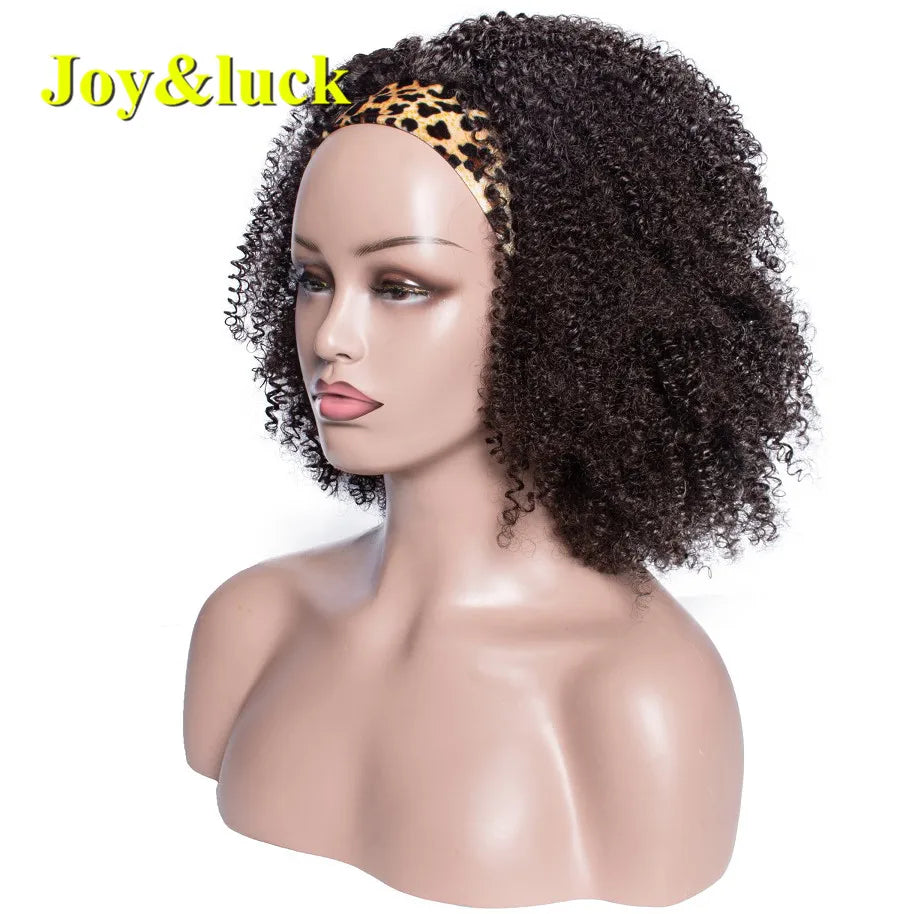 Headband Synthetic Wig Short Afro Kinky Curly Hair Wigs for Black Women Fluffy Curls Hairband African Turban Wrap Hair
