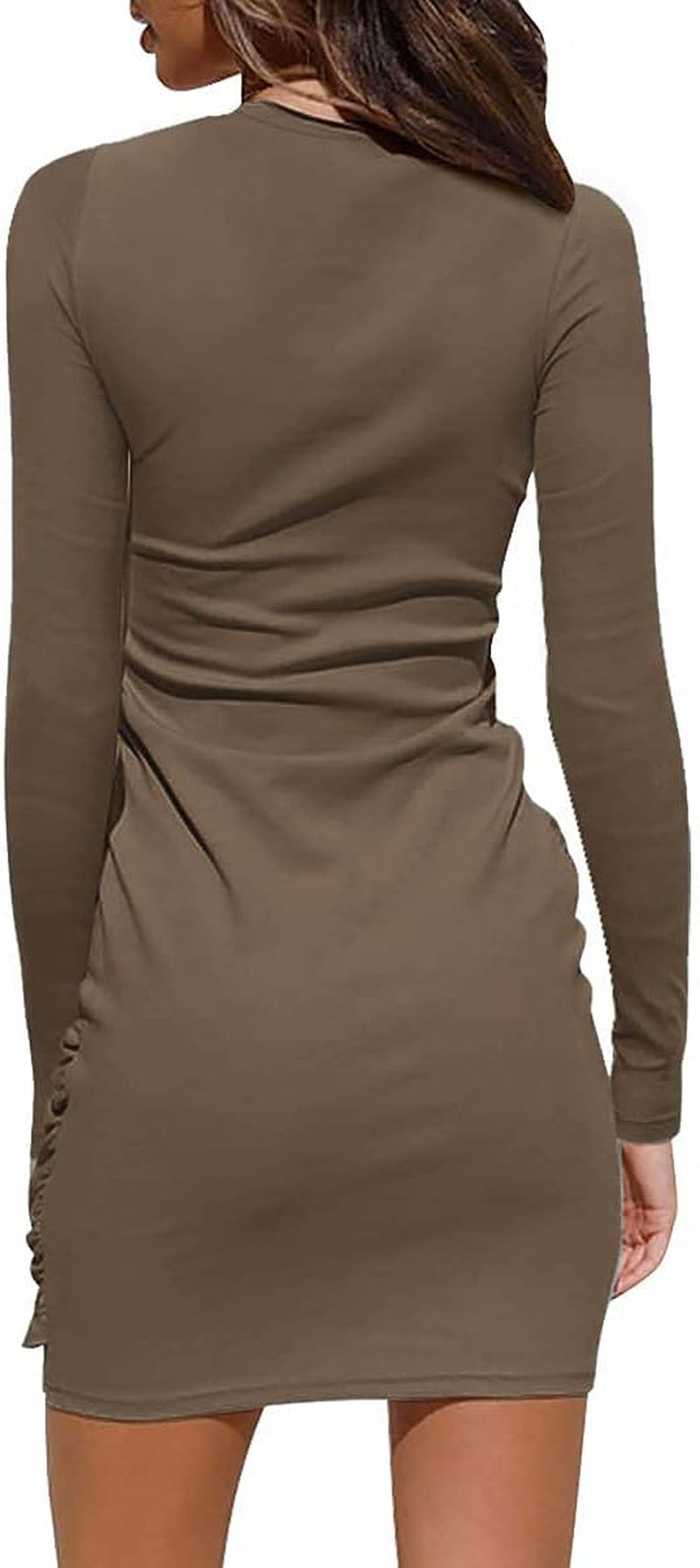 Womens Casual Long Sleeve T Shirt Dress 2022 Fashion Crewneck Mini Wrap Dress