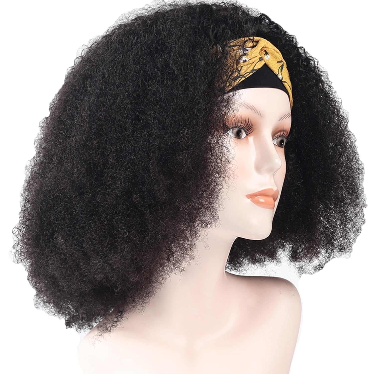 16Inch Afro Kinky Curly Headband Human Hair Wigs for Black Women Glueless None Lace Front Wigs 150% Density Brazilian Virgin Headband Wigs