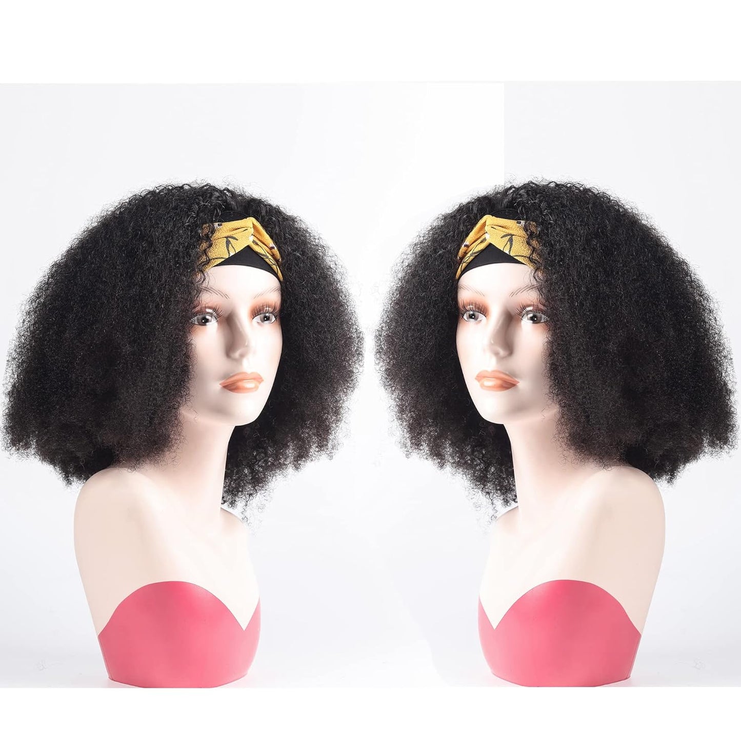 16Inch Afro Kinky Curly Headband Human Hair Wigs for Black Women Glueless None Lace Front Wigs 150% Density Brazilian Virgin Headband Wigs