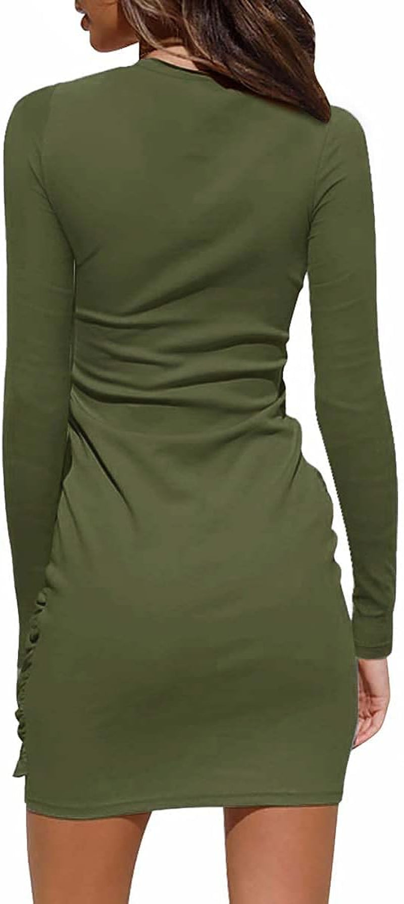Womens Casual Long Sleeve T Shirt Dress 2022 Fashion Crewneck Mini Wrap Dress