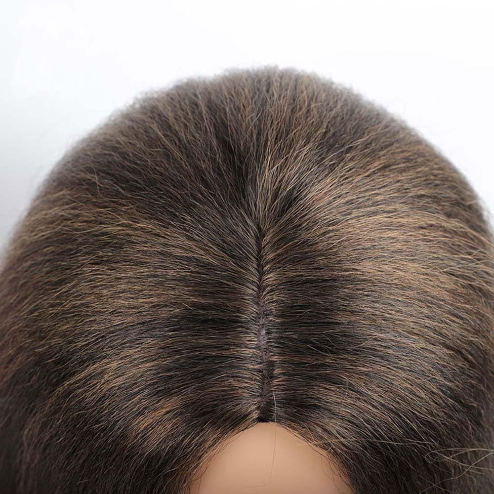 Kinky Straight Wigs for Black Women - Long, Straight, Kinky Afro Synthetic Middle Part Wigs
