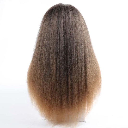 Kinky Straight Wigs for Black Women - Long, Straight, Kinky Afro Synthetic Middle Part Wigs