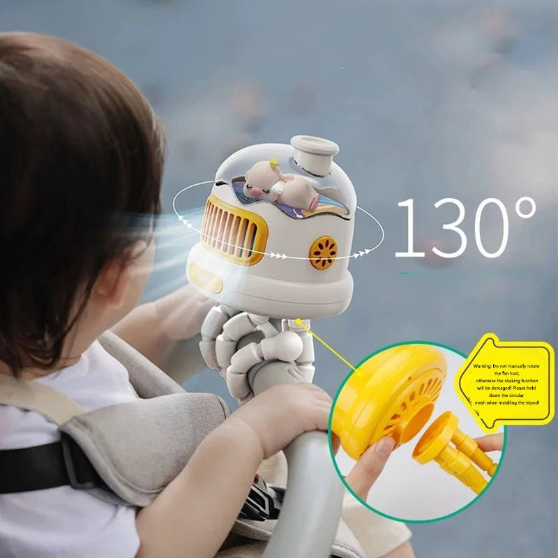 Stroller Fan Baby Safe Bladeless Portable Battery Operated Fan for Stroller Car Seat Crib Desk 3 Speeds Rechargeable Cooling Fan