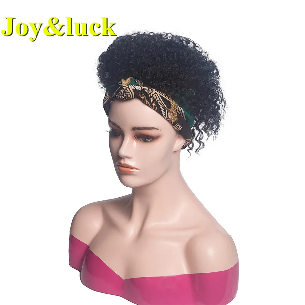 Headband Synthetic Wig Short Afro Kinky Curly Hair Wigs for Black Women Fluffy Curls Hairband African Turban Wrap Hair