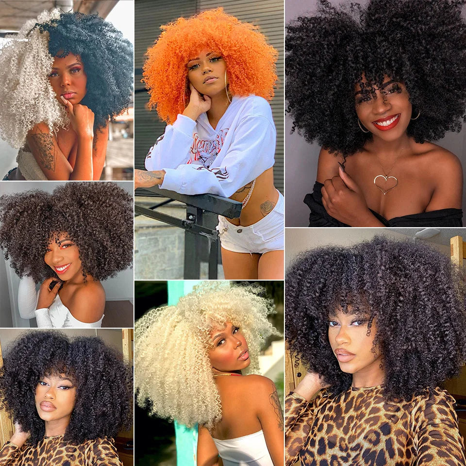 Short Hair Afro Kinky Curly Wig for Black Women Cosplay Blonde Synthetic Natural Red Wigs African Ombre Hightemperature