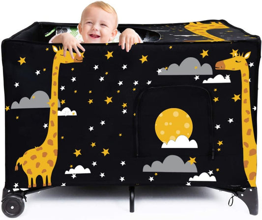 Blackout Cover for Pack N Play, Portable Breathable Crib Tent to Block 90% of Light for Indoor Outdoor Travel, Stretch up to 48×39 Inches