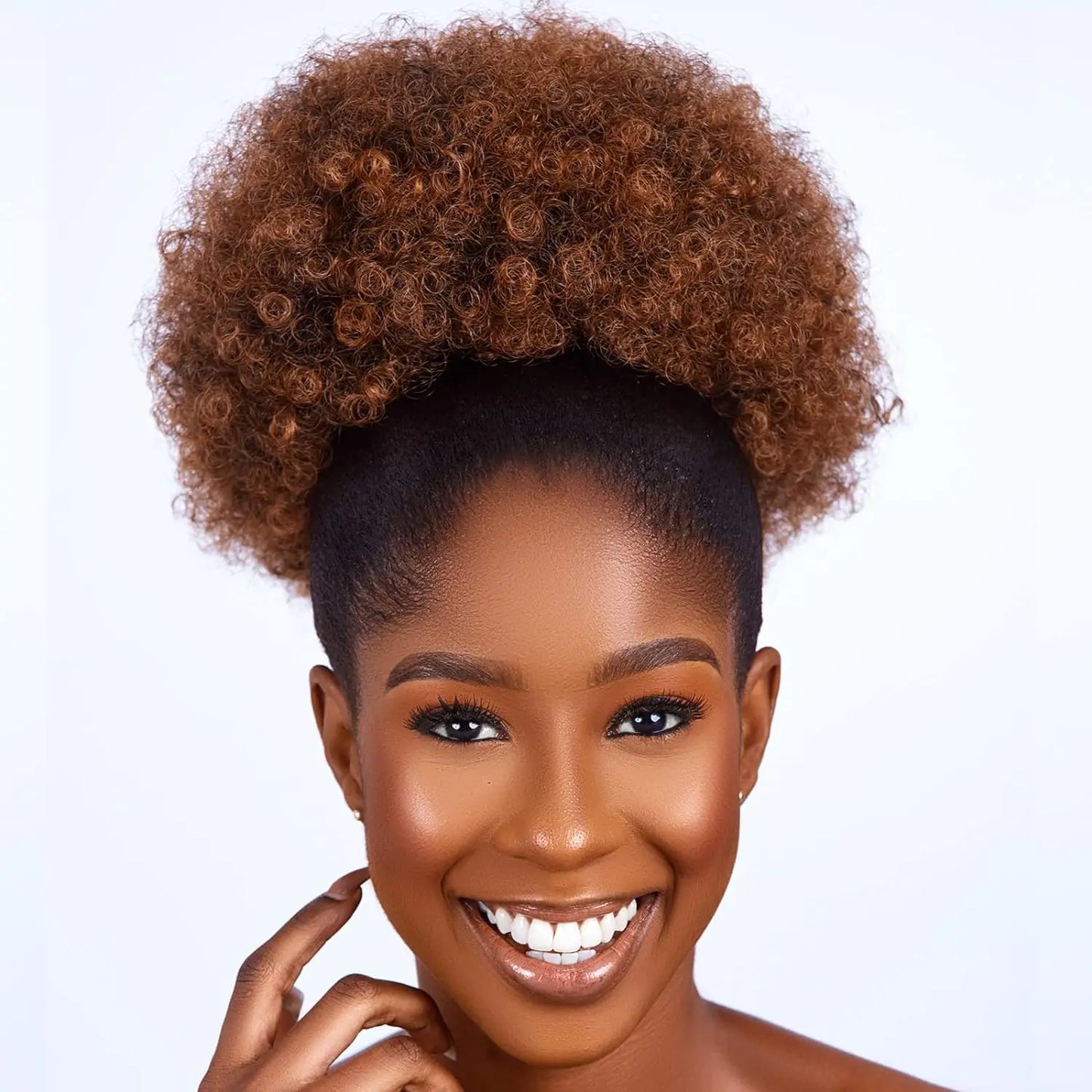 Large Afro Synthetic Puff Drawstring Ponytail 10 Inch Short Kinky Curly Hair Ponytail Hair Extensions with 2 Clips