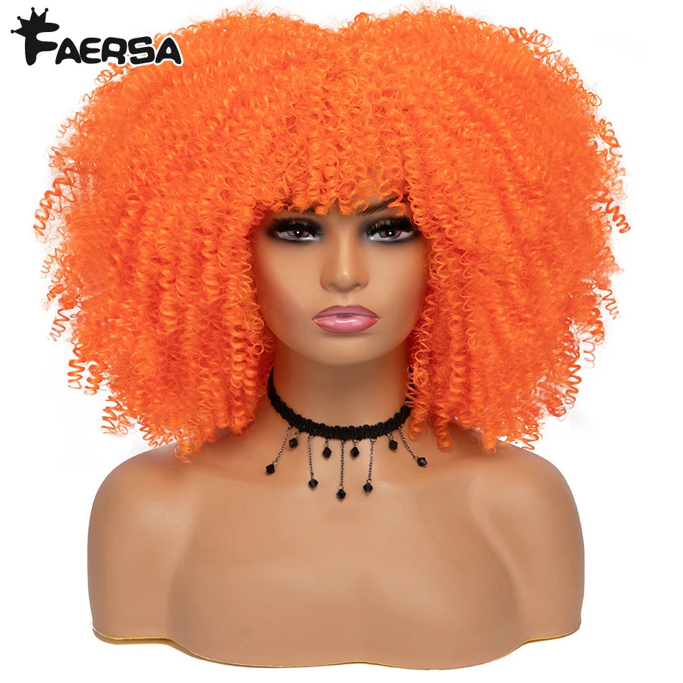Short Hair Afro Kinky Curly Wig for Black Women Cosplay Blonde Synthetic Natural Red Wigs African Ombre Hightemperature