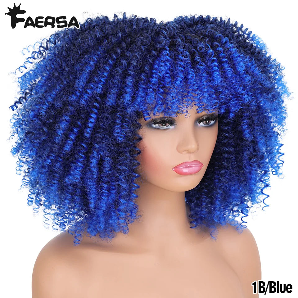 Short Hair Afro Kinky Curly Wig for Black Women Cosplay Blonde Synthetic Natural Red Wigs African Ombre Hightemperature