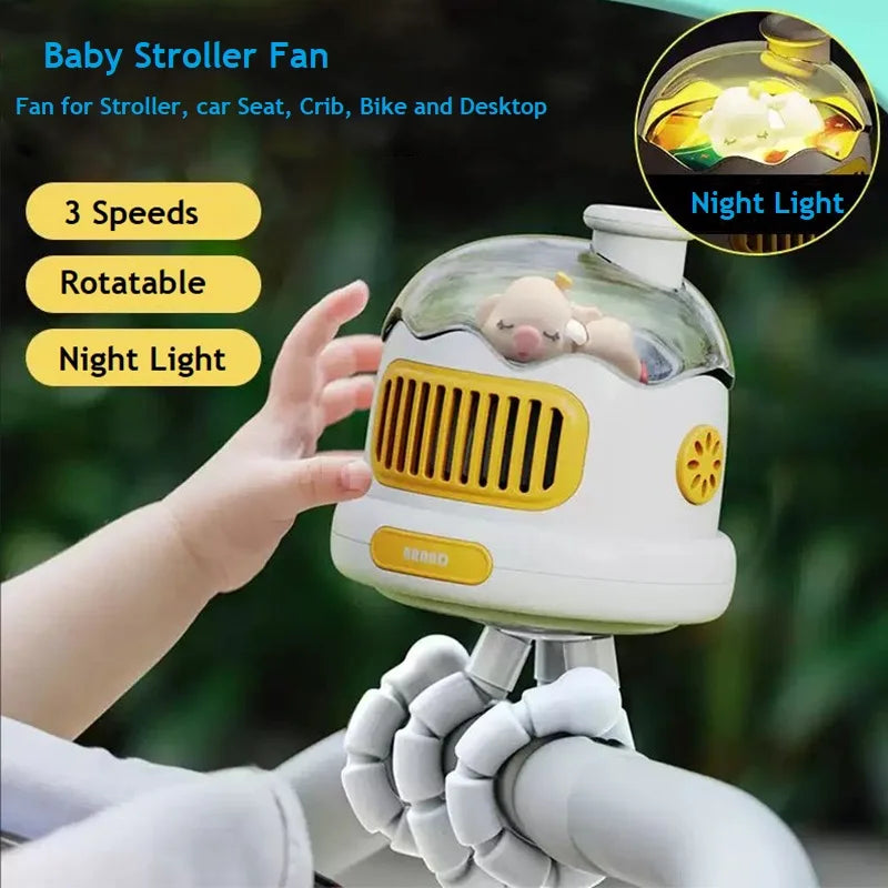Stroller Fan Baby Safe Bladeless Portable Battery Operated Fan for Stroller Car Seat Crib Desk 3 Speeds Rechargeable Cooling Fan