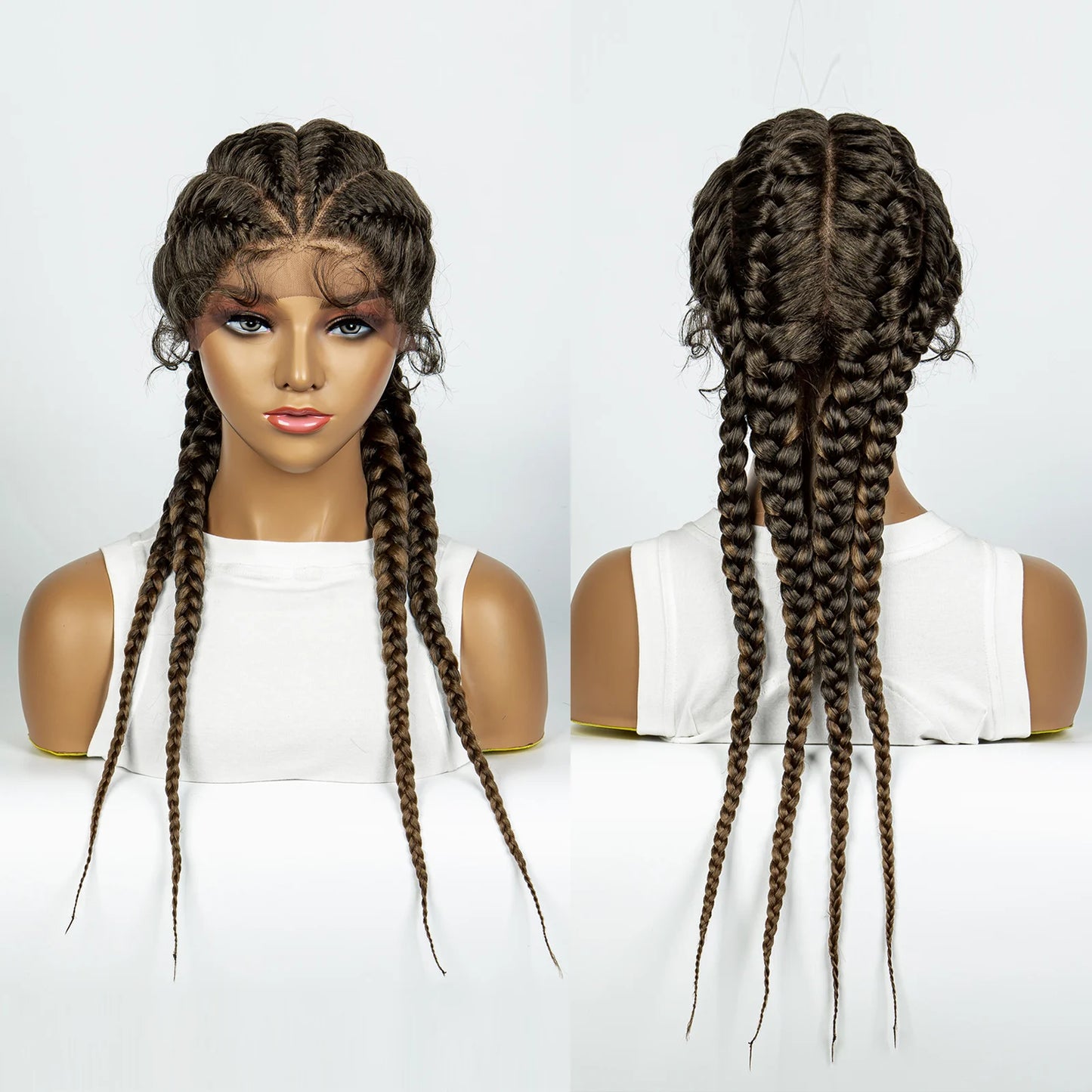 Synthetic Lace Wigs Braided Wigs with Baby Hair Long 26 Inches Box Braids Wig for Black Women Lace Front Afro Hair Wigs