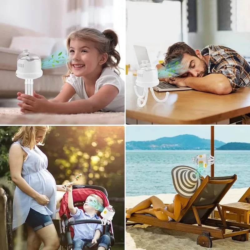 Stroller Fan Baby Safe Bladeless Portable Battery Operated Fan for Stroller Car Seat Crib Desk 3 Speeds Rechargeable Cooling Fan