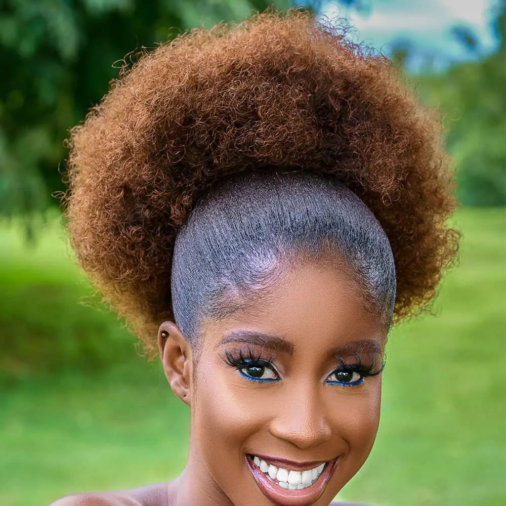 Large Afro Synthetic Puff Drawstring Ponytail 10 Inch Short Kinky Curly Hair Ponytail Hair Extensions with 2 Clips