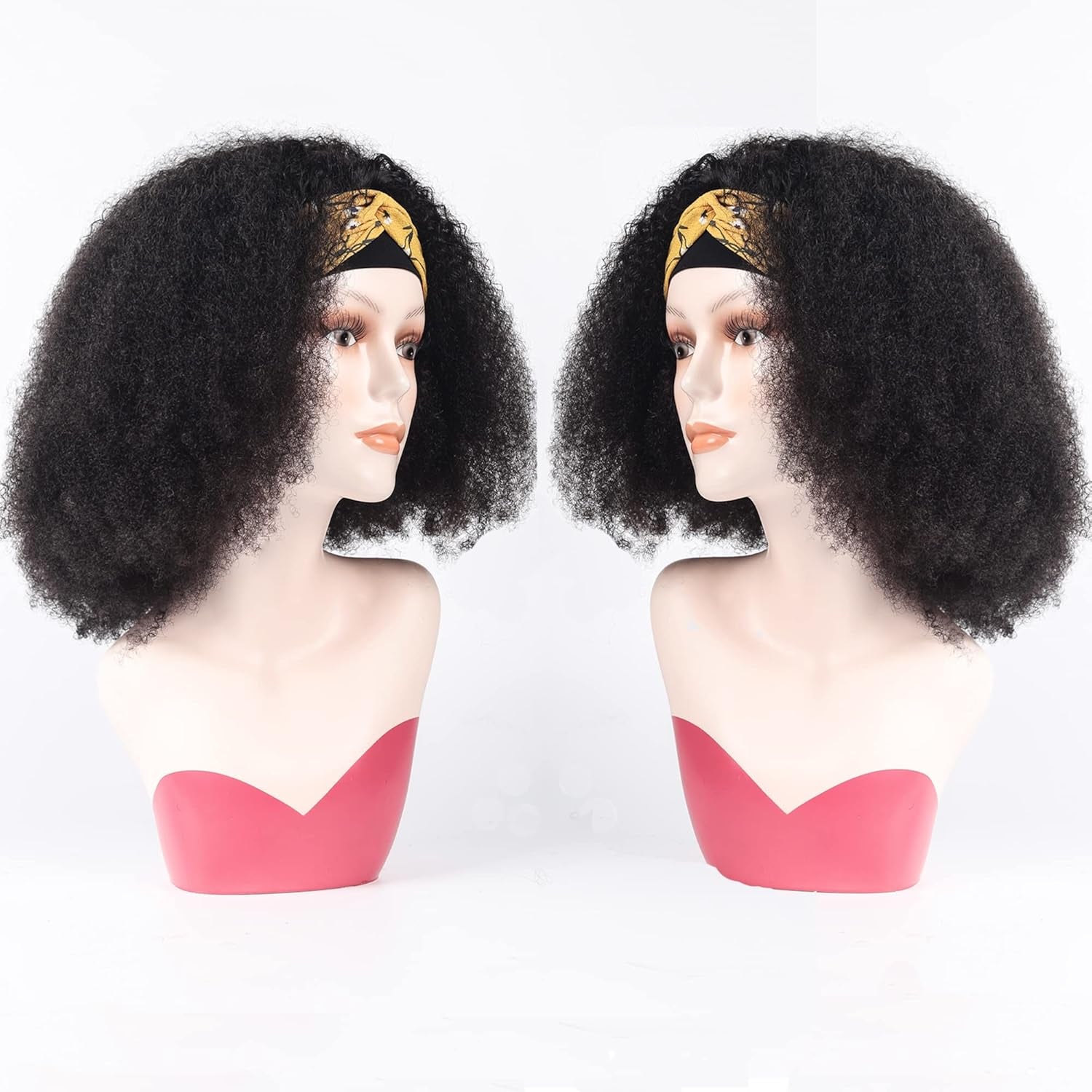 16Inch Afro Kinky Curly Headband Human Hair Wigs for Black Women Glueless None Lace Front Wigs 150% Density Brazilian Virgin Headband Wigs
