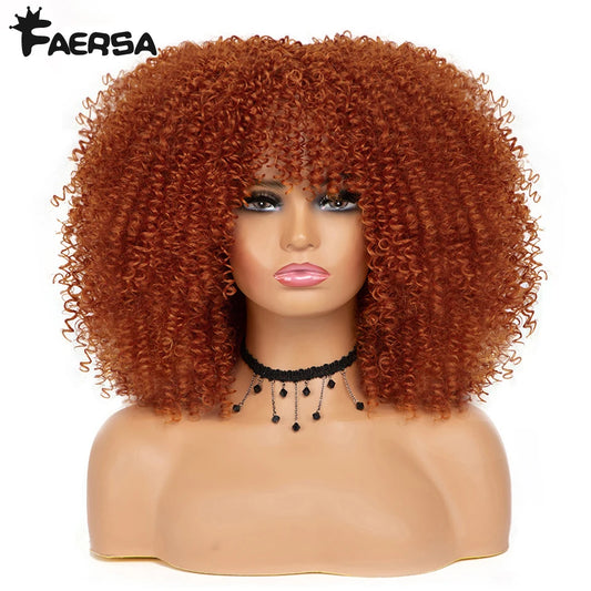Short Hair Afro Kinky Curly Wig for Black Women Cosplay Blonde Synthetic Natural Red Wigs African Ombre Hightemperature