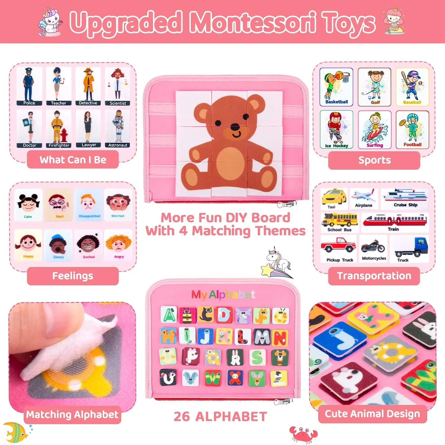 Busy Board Montessori Toys Preschool Educational Learning Activities Sensory Board Fine Motor Skills Toys Travel Kids Busy Book
