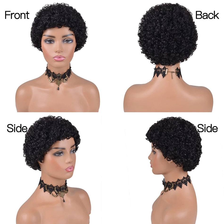 Short Afro Kinky Curly Wigs for Women Human Hair Malaysian Remy Hair 180% Density Human Hair Wigs Glueless Machine Made Wig