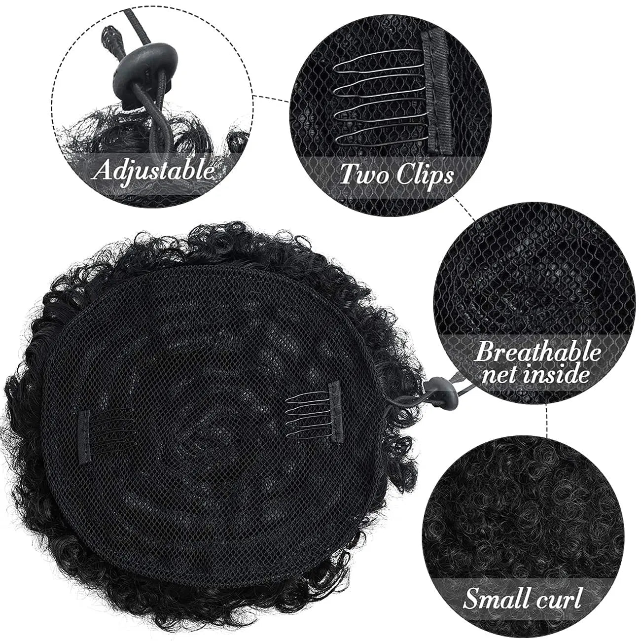 Large Afro Synthetic Puff Drawstring Ponytail 10 Inch Short Kinky Curly Hair Ponytail Hair Extensions with 2 Clips