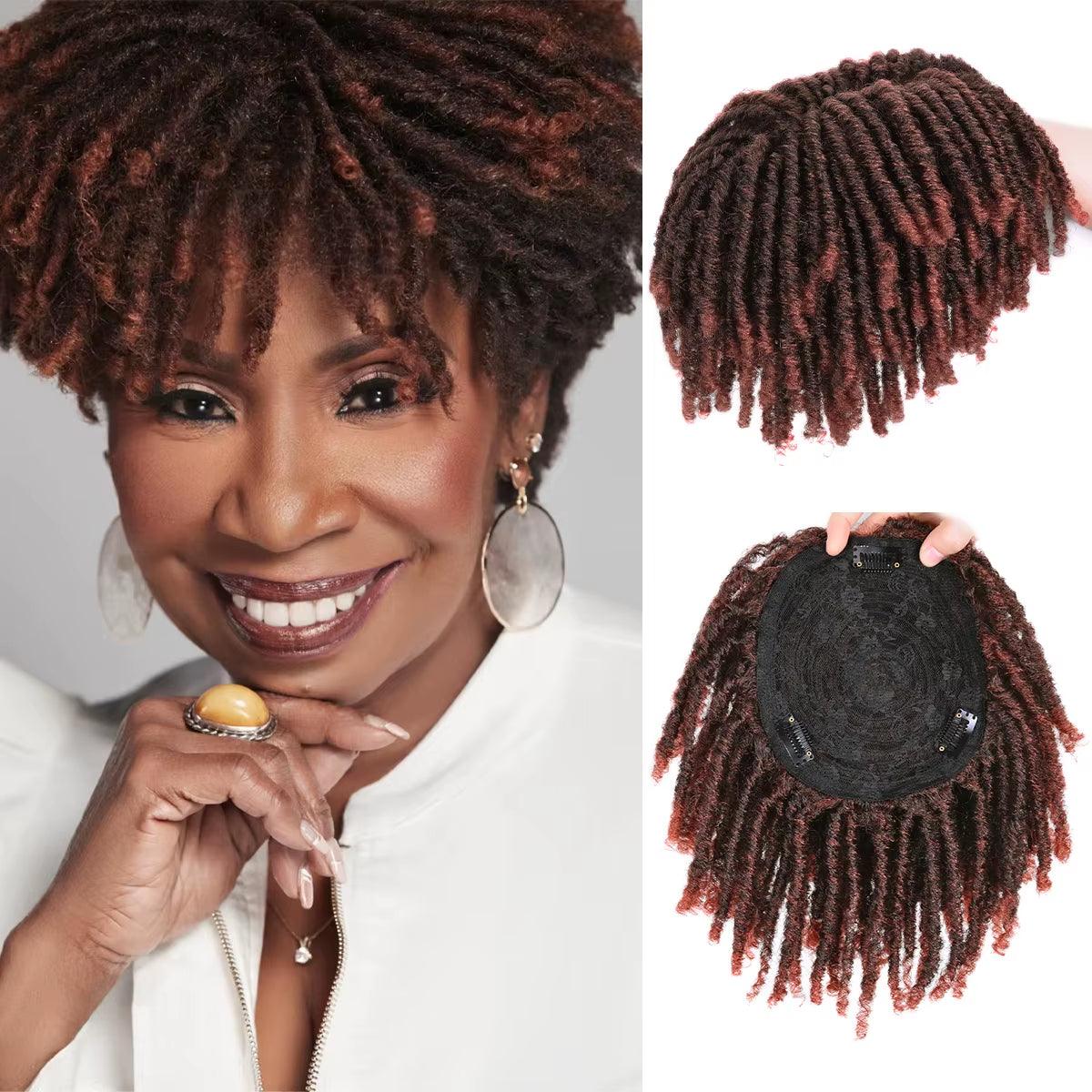 Short Crochet Wigs Synthetic Clips in Hair Toupee Extensions Afro Synthetic Braided Half Wig Dreadlock Hairpieces for Men Women