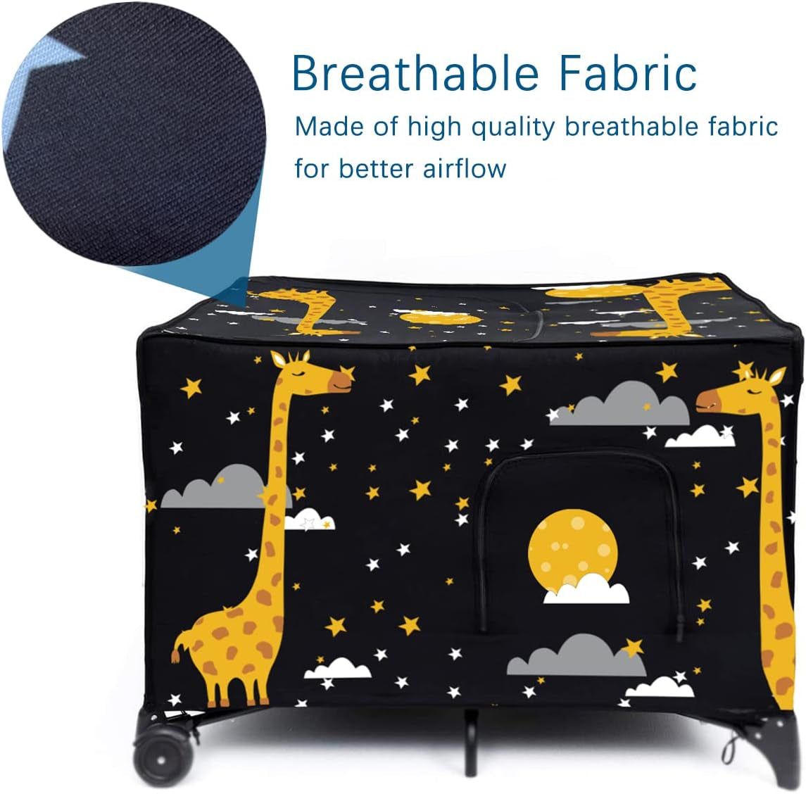Blackout Cover for Pack N Play, Portable Breathable Crib Tent to Block 90% of Light for Indoor Outdoor Travel, Stretch up to 48×39 Inches