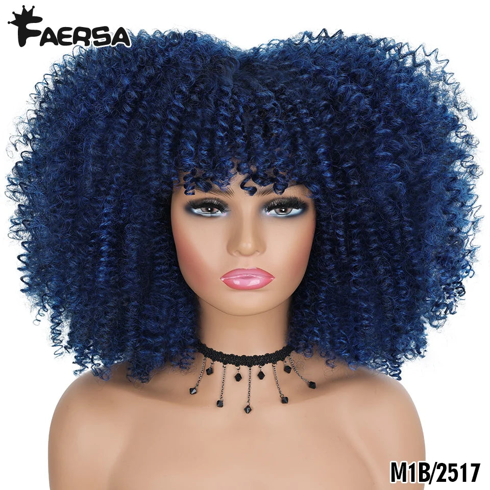 Short Hair Afro Kinky Curly Wig for Black Women Cosplay Blonde Synthetic Natural Red Wigs African Ombre Hightemperature