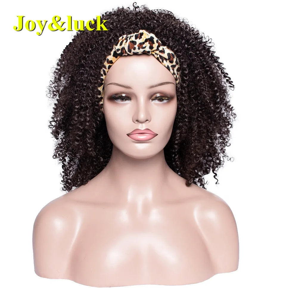 Headband Synthetic Wig Short Afro Kinky Curly Hair Wigs for Black Women Fluffy Curls Hairband African Turban Wrap Hair
